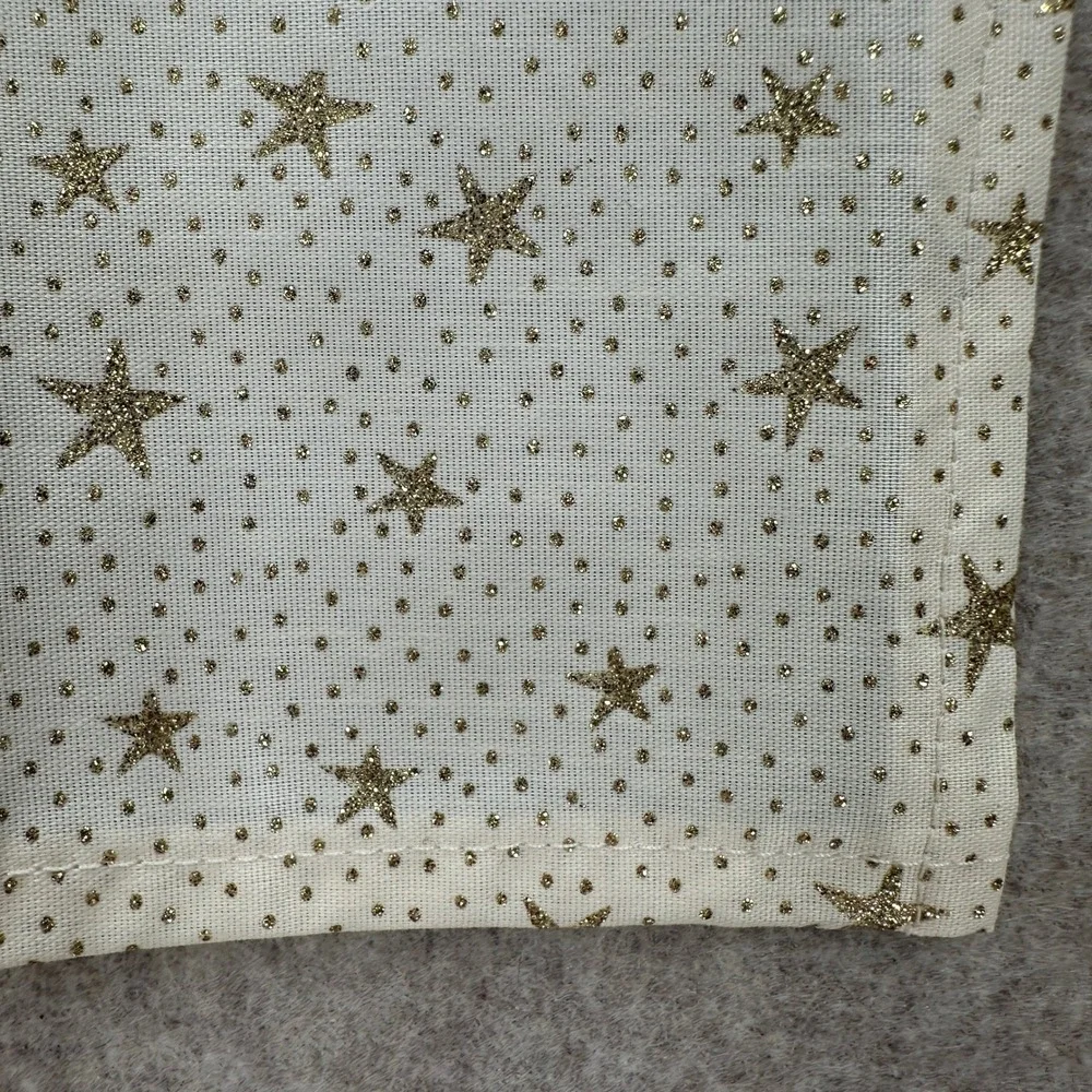 VTG Cloth Napkins Set of 4 Cream Gold Glitter Star Celestial Holiday